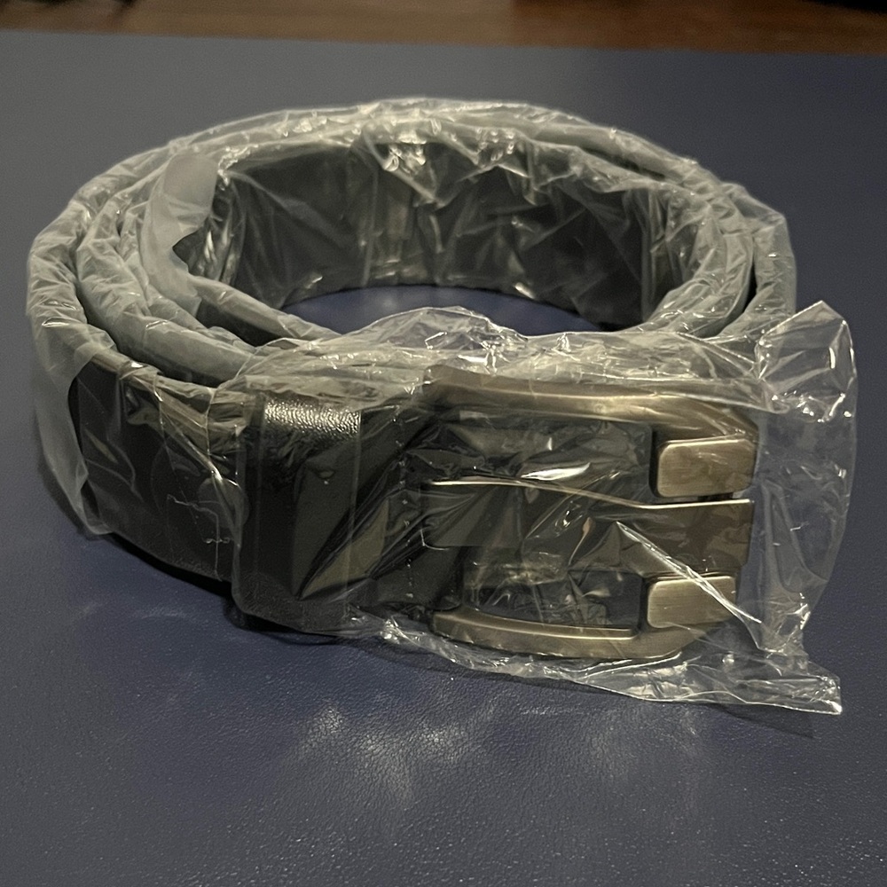 New Men's Black Belt with Silvery-Black Metal Buckle 52" Total Length